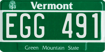 VT license plate EGG491