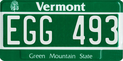 VT license plate EGG493