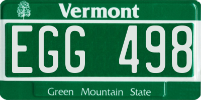 VT license plate EGG498