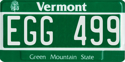 VT license plate EGG499
