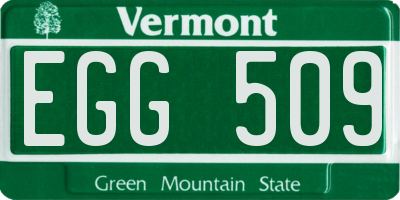 VT license plate EGG509