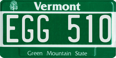 VT license plate EGG510