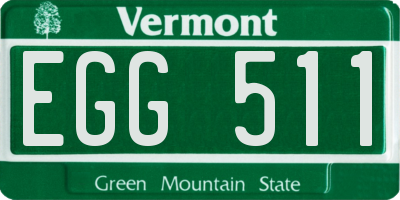 VT license plate EGG511