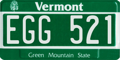 VT license plate EGG521