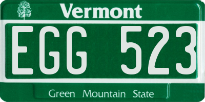 VT license plate EGG523