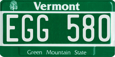 VT license plate EGG580