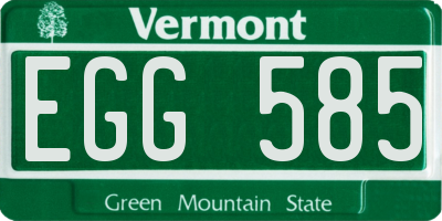 VT license plate EGG585