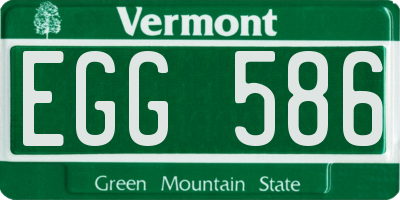 VT license plate EGG586