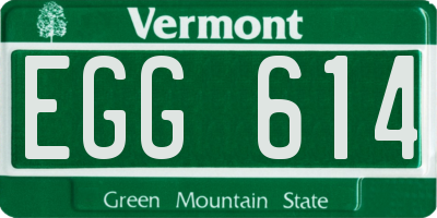 VT license plate EGG614