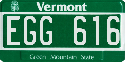 VT license plate EGG616