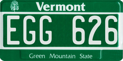 VT license plate EGG626