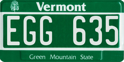 VT license plate EGG635