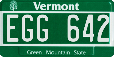 VT license plate EGG642