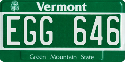 VT license plate EGG646