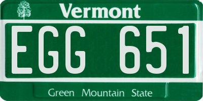 VT license plate EGG651