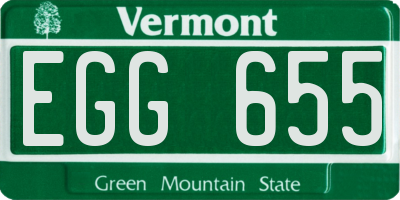 VT license plate EGG655