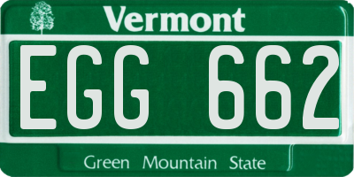 VT license plate EGG662