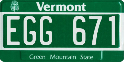 VT license plate EGG671