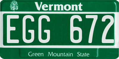 VT license plate EGG672
