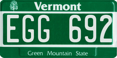 VT license plate EGG692