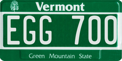 VT license plate EGG700