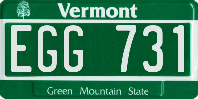 VT license plate EGG731