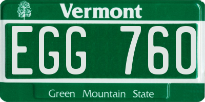 VT license plate EGG760