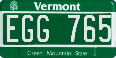 VT license plate EGG765