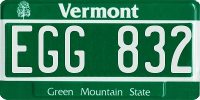 VT license plate EGG832