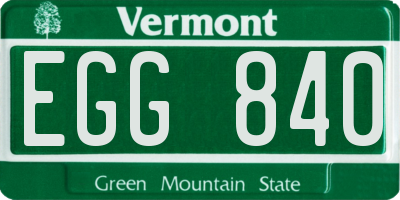 VT license plate EGG840