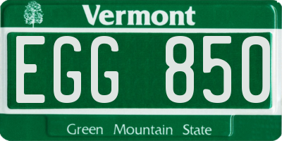 VT license plate EGG850