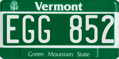 VT license plate EGG852