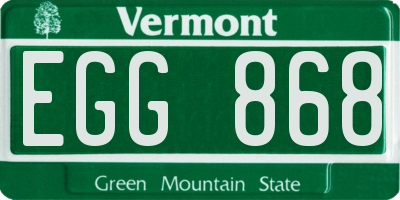 VT license plate EGG868