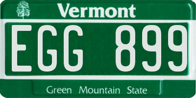 VT license plate EGG899