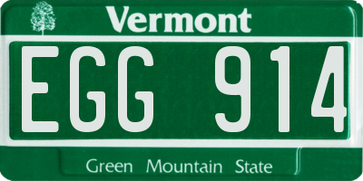 VT license plate EGG914