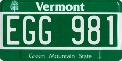 VT license plate EGG981