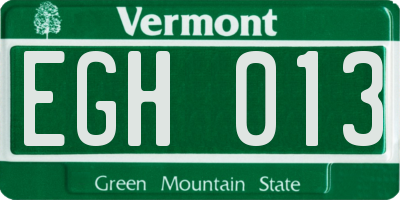 VT license plate EGH013