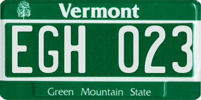 VT license plate EGH023