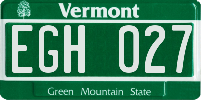 VT license plate EGH027
