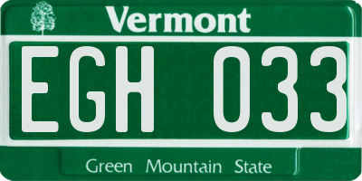 VT license plate EGH033