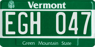 VT license plate EGH047