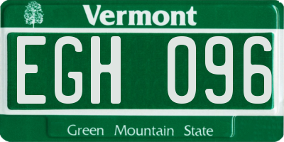 VT license plate EGH096