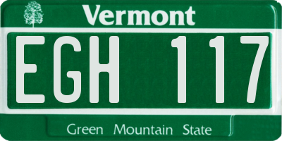 VT license plate EGH117