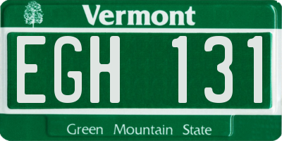 VT license plate EGH131
