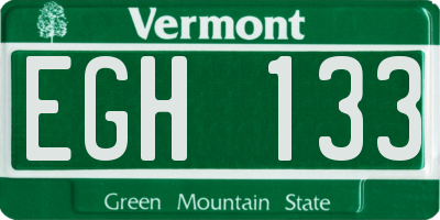 VT license plate EGH133