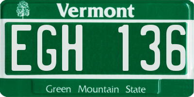VT license plate EGH136