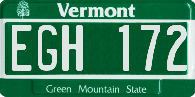 VT license plate EGH172