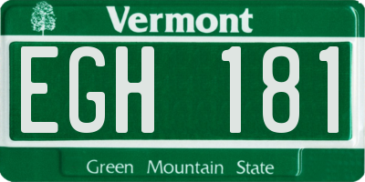VT license plate EGH181