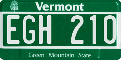 VT license plate EGH210