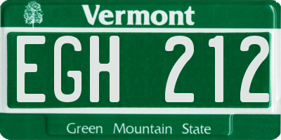 VT license plate EGH212